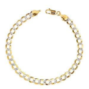 8 inch Diamond Cut 10K Gold Two Tone Cuban Links Bracelet